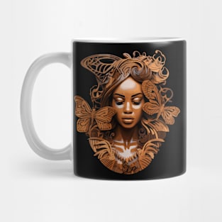 Wooden Carving of a Braided African Woman Mug